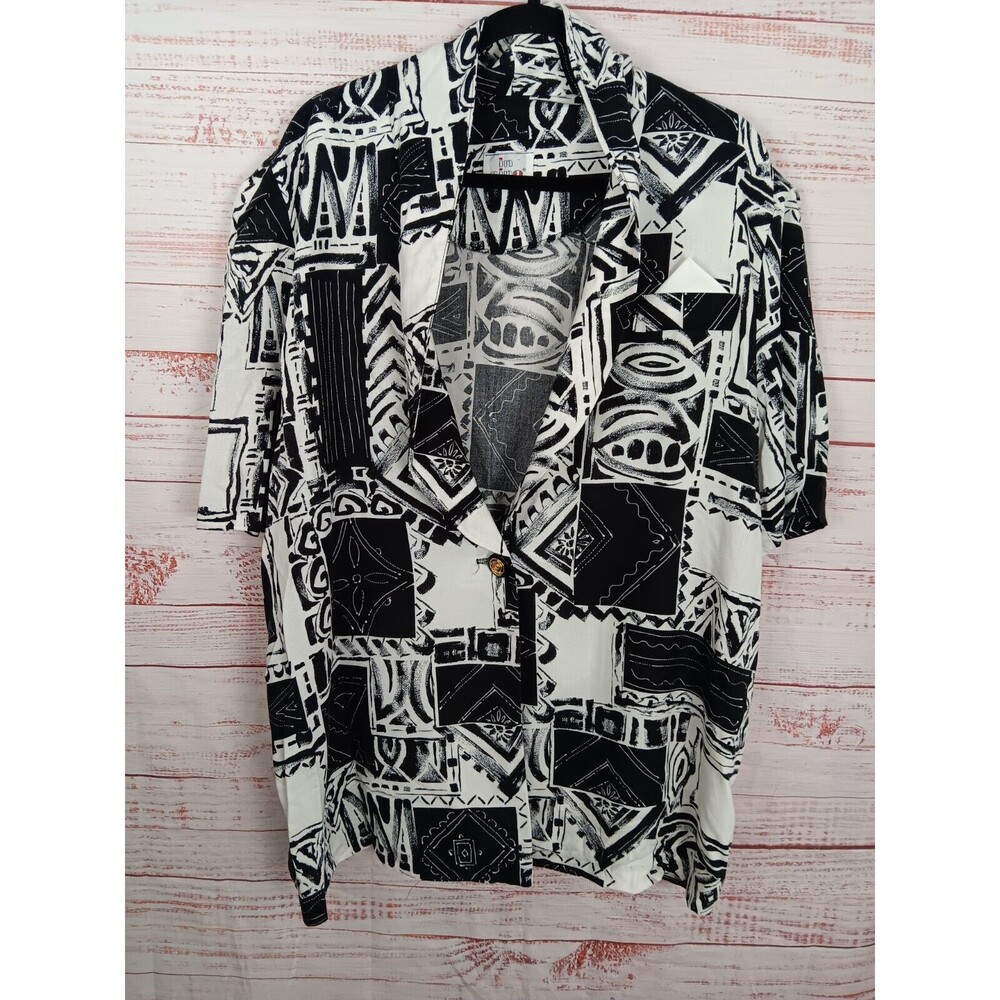 IN CINQ Blazer Jacket Women’s 2X Lightweigh Short Sleeve Sleeve Black White